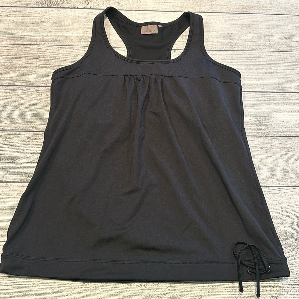Women’s Athleta black racerback tank top approx size L see measurements